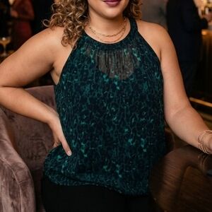 Plus Size 3x Green Animal Print Torrid Goddess tank Blouse top Shirt